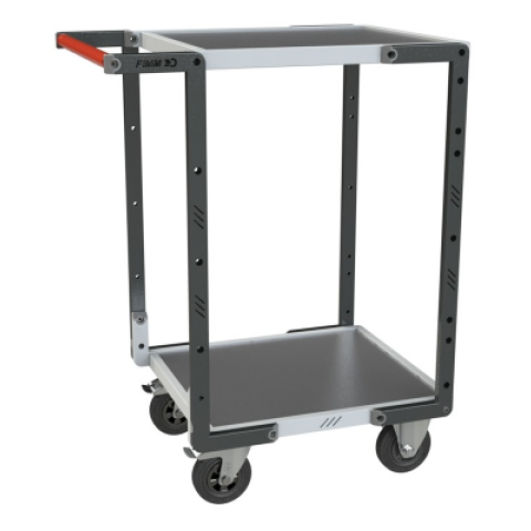 Servante flat-pack 2 plateaux tôle, 550 x 500 mm, roues CC, 250 kg