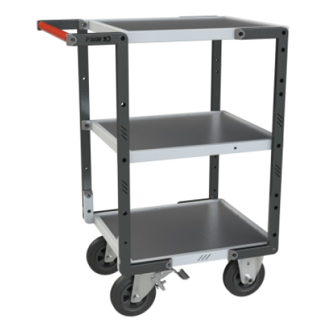 Servante FLAT-PACK™ 3 plateaux tôle 550 x 500 mm roues CC 400 kg - 884720332