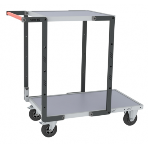 Servante flat-pack 2 plateaux mélaminé 1 plateau 850 x 500 mm et 1 plateau 550 x 500 mm roues CC 250 kg