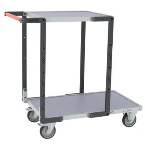 Servante flat-pack 2 plateaux mélaminé 1 plateau 850 x 500 mm et 1 plateau 550 x 500 mm roues TPE 250 kg