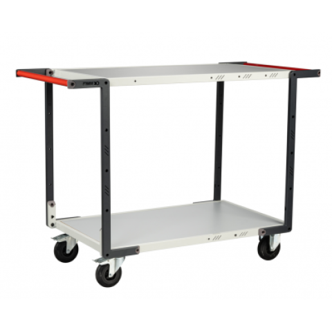 Servante flat-pack 2 plateaux mélaminé, 1000 x 600 mm, roues CC, 250 kg