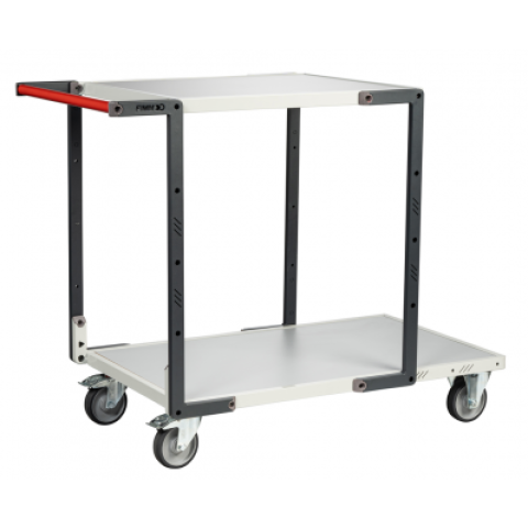 Servante flat-pack 2 plateaux mélaminé 1 plateau 1000 x 600 mm et 1 plateau 700 x 600 mm roues TPE 250 kg