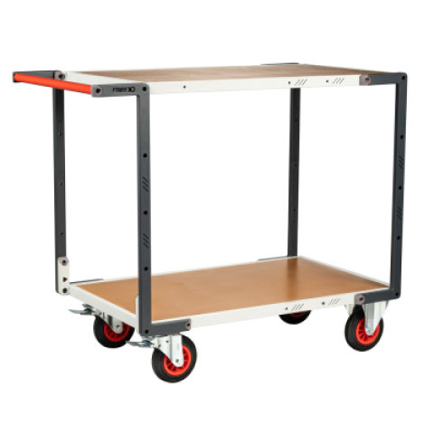 Servante flat-pack 2 plateaux médium, 1000 x 600 mm, roues CC, 400 kg