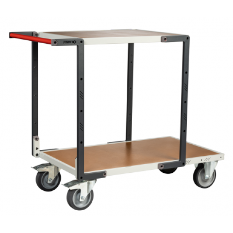 Servante flat-pack 2 plateaux médium 1 plateau 1000 x 600 mm et 1 plateau 700 x 600 mm roues TPE 400 kg