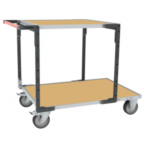 Servante flat-pack 2 plateaux médium 1 plateau 1200 x 800 mm et 1 plateau 900 x 800 mm roues TPE 400 kg