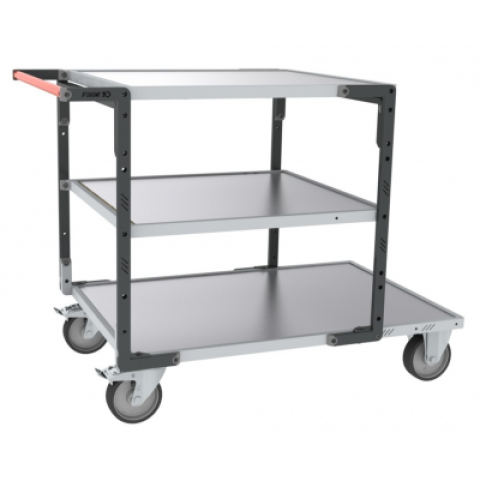 Servante FLAT-PACK™ 3 plateaux tôle galva 2 plateaux 1200 x 800 mm et 1 plateau 900 x 800 mm roues TPE 400 kg - 884732445