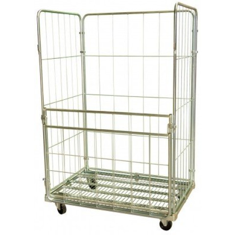 Roll acier zingué, 3 ridelles + demi panneau avant rabattable, 1140 x 760 mm, 400 kg