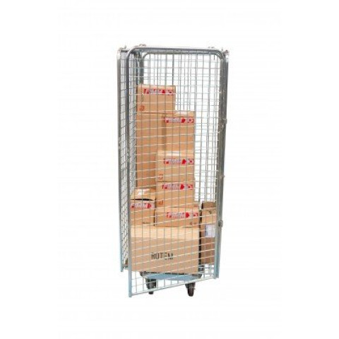 Roll acier zingué, 4 ridelles avec porte verrouillable, 660 x 760 mm, 400 kg