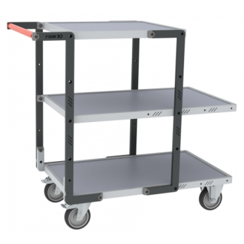 Servante montée FLAT-PACK™ 3 plateaux mélaminé 2 plateaux 850 x 500 mm et 1 plateau 550 x 500 mm roues TPE 250 kg - 886721125