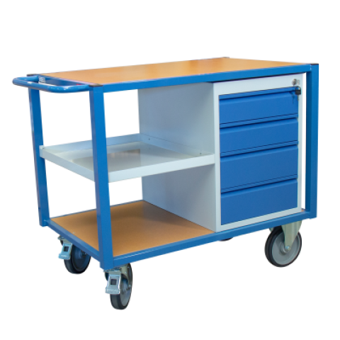 Servante d'atelier équipée 1 bloc tiroirs et 1/2 plateau tôle 500 kg - FIMM - 880002989