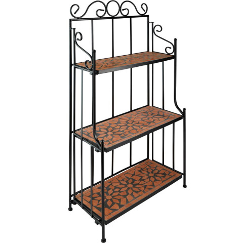 Étagère pour plantes mosaïque 3 niveaux 114 cm marron terracotta 