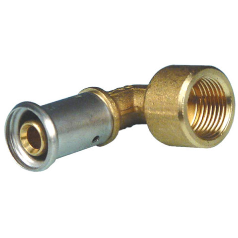 Coude 90° femelle laiton multicouche à sertir th ou be ø16x2.0-1/2