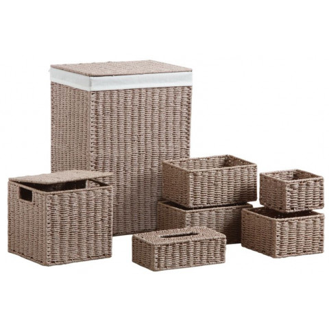 Panier à linge avec corbeilles en papier cordé