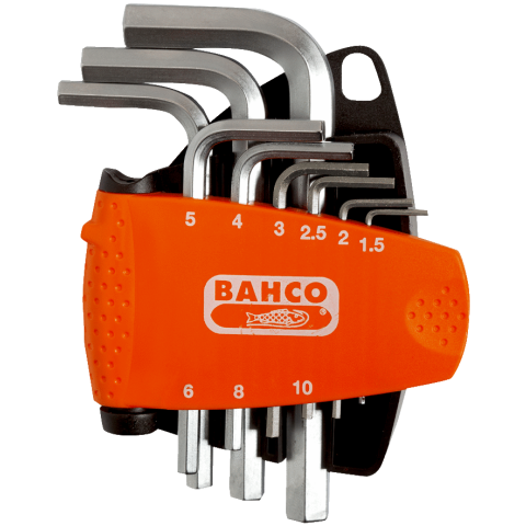 Jeu de 9 clés mâles 6 pans 1,5 à 10 mm finition nickelée et support compact en deux parties be-9878 bahco