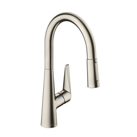 Mitigeur cuisine avec douchette extractible aspect acier - Hansgrohe talis s 200