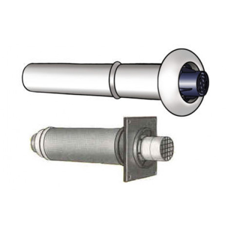Terminal horizontal CONCENTRIQUE - Couleur : Blanc - L 850 mm + rosaces int/ext.