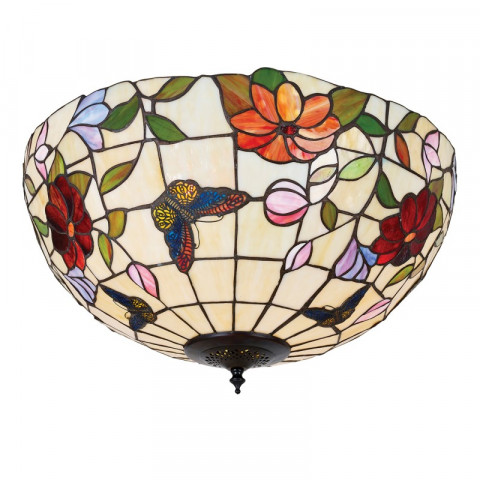 Plafonnier 50 cm butterfly, verre et métal