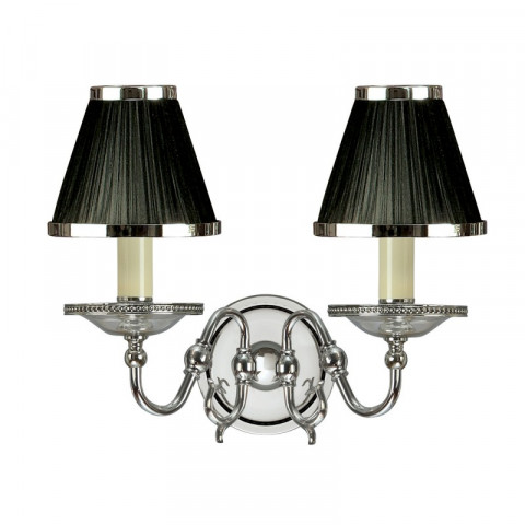 Applique tilburg, nickel poli, 2 abat-jours noirs