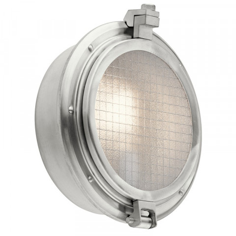 Applique extérieure, aluminium brossé, verre avec grille métallique