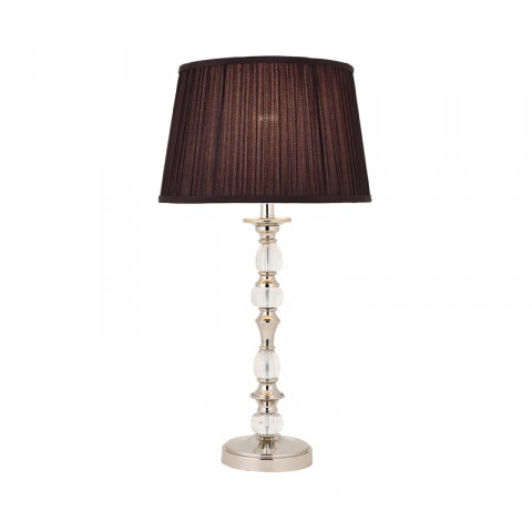 Lampe polina, nickel et cristal, abat-jour noir 29 cm