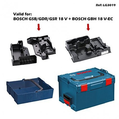 Coffret de transport L-Boxx 238 Bosch avec calage GBH 18 V-EC + 2 calages GSB/GDR/GSR 18 V et panier