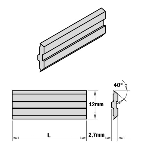 Jeu de 2 couteaux de rabotage pour systemes centrostar, centrofix et quickfix 160x12x2,7 hps" 795.160.12