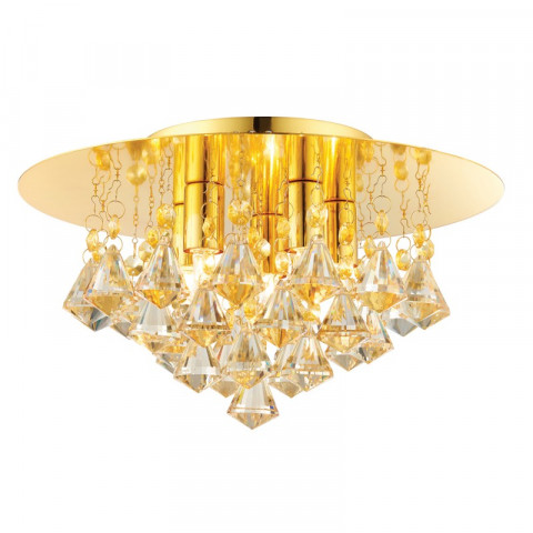 Plafonnier renner, or et cristal, 5 ampoules
