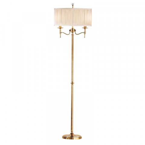 Lampadaire stanford, laiton antique, abat-jour beige