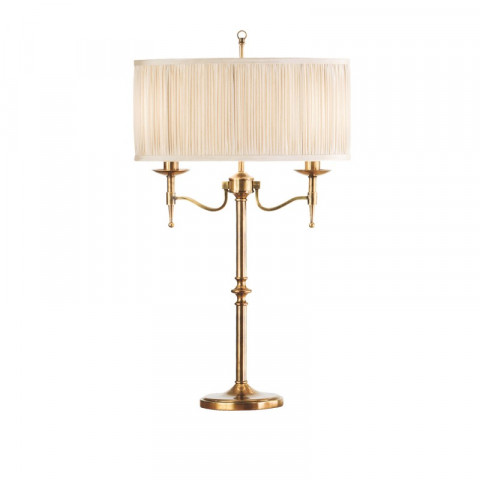 Lampe stanford, laiton antique, abat-jour beige