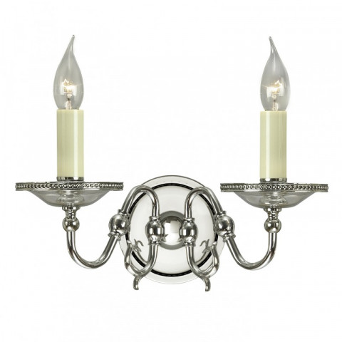 Applique tilburg, nickel poli, verre, 2 éclairages