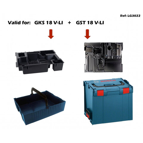 Coffret de transport l-boxx 374 + calage GKS 18 V-li + calage GST 18 V-li + panier Bosch