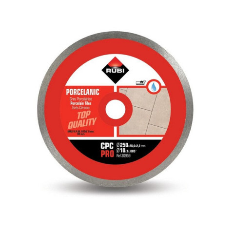 Disque diamant pour grès porcelaine jante continue 250 mm x 25,4 mm cpc-250 pro rubi