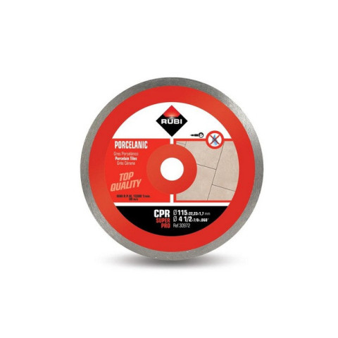 Disque diamant pour grès porcelaine jante continue 115 mm x 22,2 mm cpr-115 superpro rubi