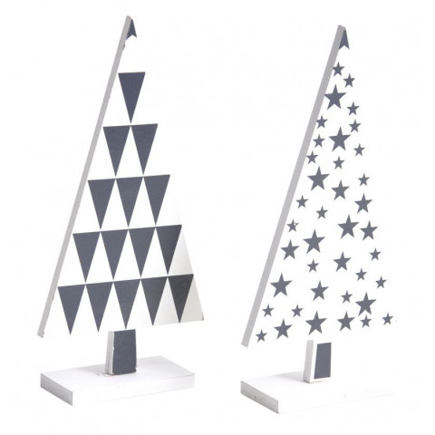 Sapin en bois laqué à motifs (lot de 2)