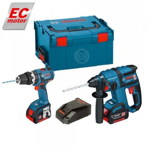 Kit perforateur GBH 18 V-EC + perceuse-visseuse à percussion GSB 18V-60C + accessoires Bosch