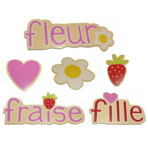 Motifs en bois fraise (lot de 6)