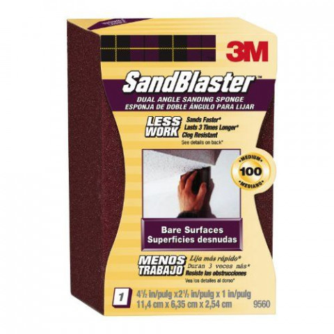 3M SandBlaster Éponge n°100 abrasive à deux angles pour surfaces brutes Medium