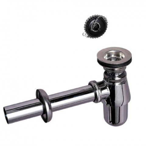 Wirquin sl213 ensemble bonde + bouchon + chaînette + siphon + tube de sortie + rosace