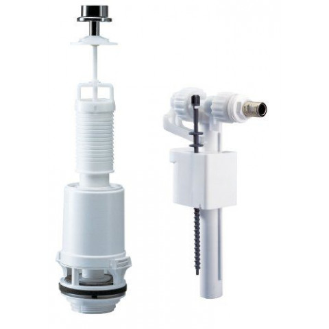 Siamp 38955028 Ensemble mécanisme WC simple volume à bouton tirette et robinet WC flotteur 42/95 L