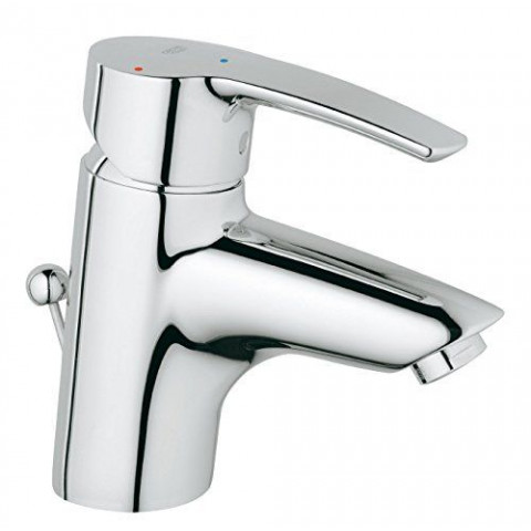 GROHE Robinet de lavabo, clapet de vidage, bec standard, EcoJoy, SilkMove ES 2337410E Import Allemagne