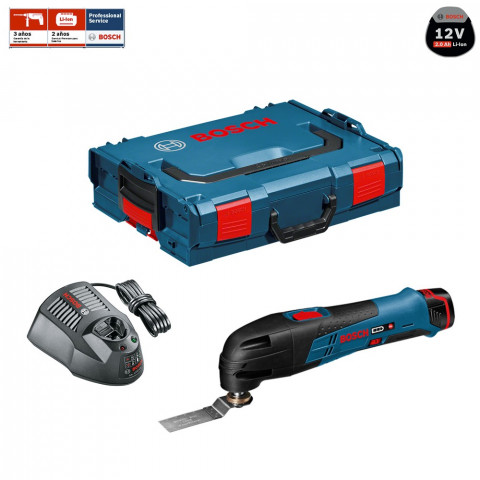 Découpeur-ponceur sans fil GOP 12V-LI  + batterie 2,0 Ah + chargeur GAL1230CV + L-Boxx 102 Bosch