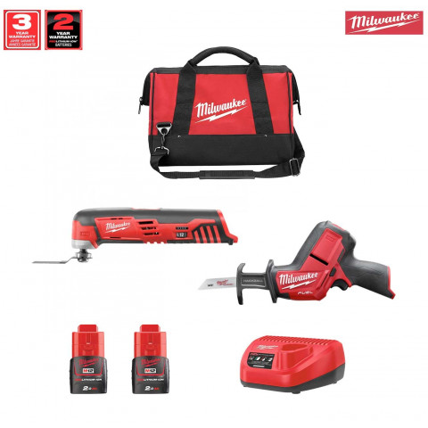Kit 12V MWK122AD2 outil multi-fonction et scie sabre + 2 x 2,0 Ah + chargeur + sac à outils M Milwaukee