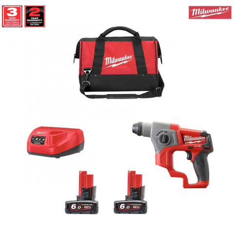 Kit M12CHT2 perforateur + 2 x 6,0 Ah + chargeur + sac à outils M Milwaukee