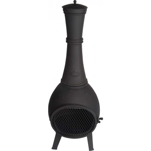 Chauffe-terrasse en fonte avec porte en maille