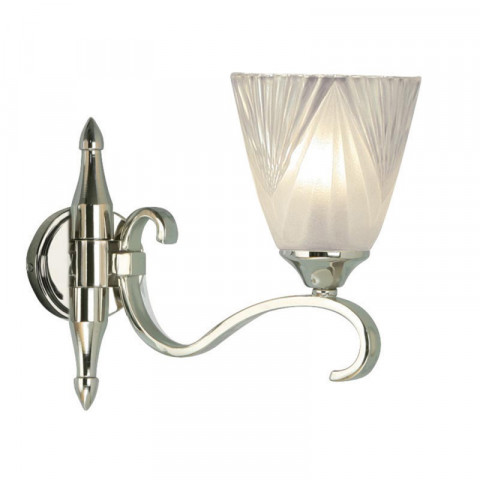 Applique 1 ampoule columbia, nickel et verre givré