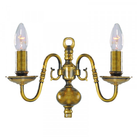 Applique 2 ampoules flemish, en laiton antique