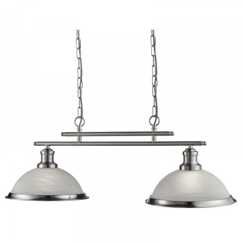 Barre 2 ampoules bistro, en argent antique et verre acide