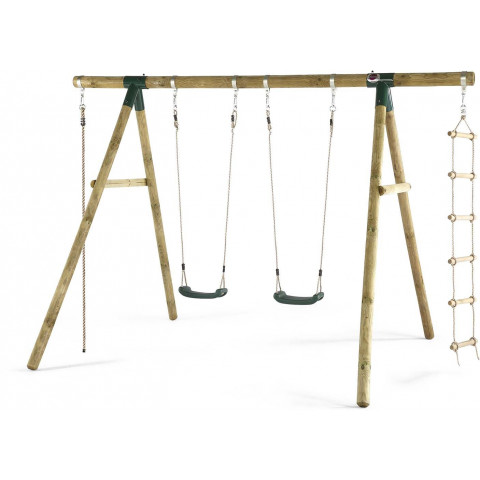 Portique en bois avec balançoire -échelle et corde