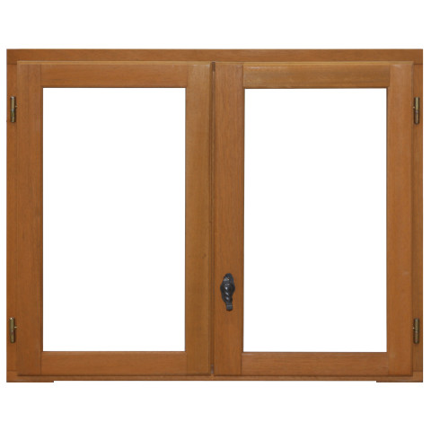 Fenêtre bois 2 vantaux h75 x l100 côtés tableau + poignée (ref 010220f9) gd menuiseries