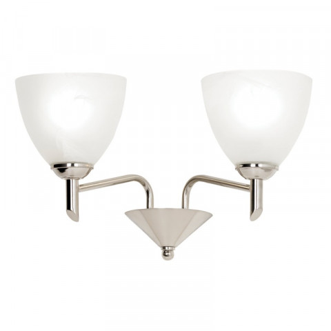 Applique neeson, nickel satiné et verre albâtre, 2 ampoules